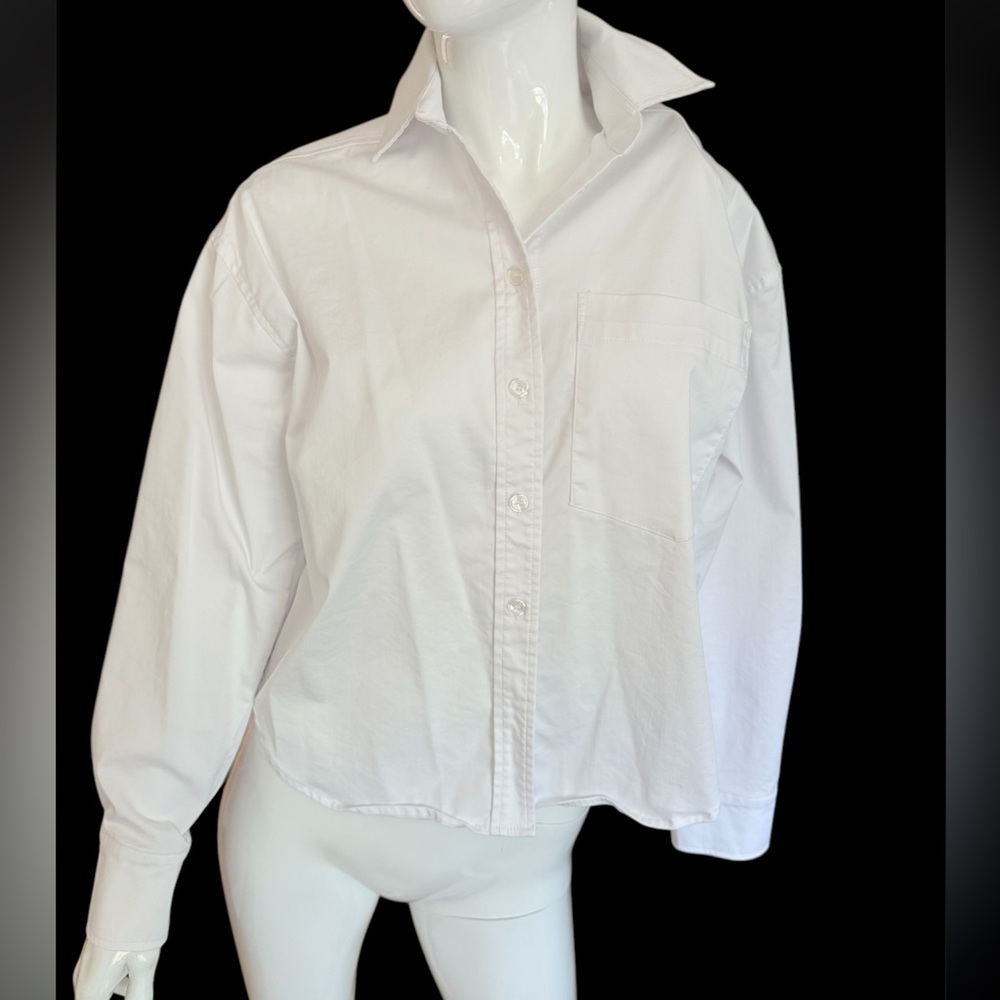 Anatomie White Cropped Button Down Shirt
